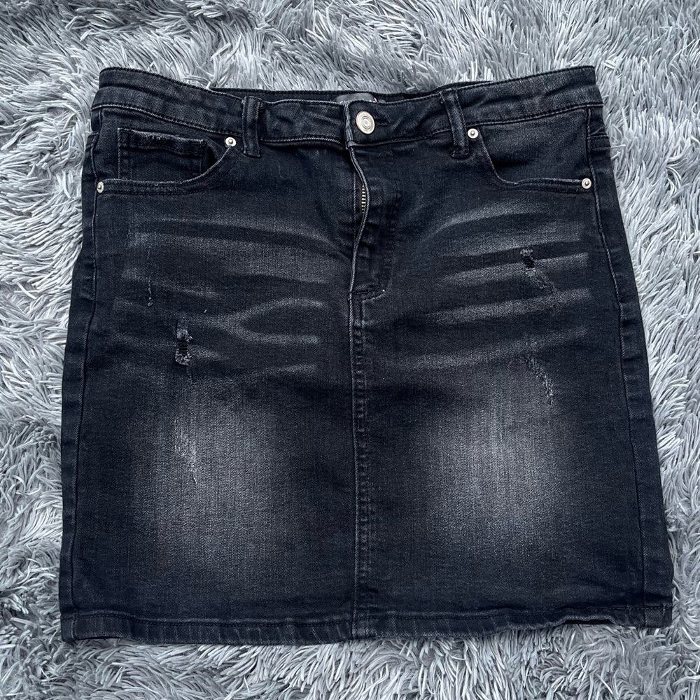Black denim stench mini skirt size L